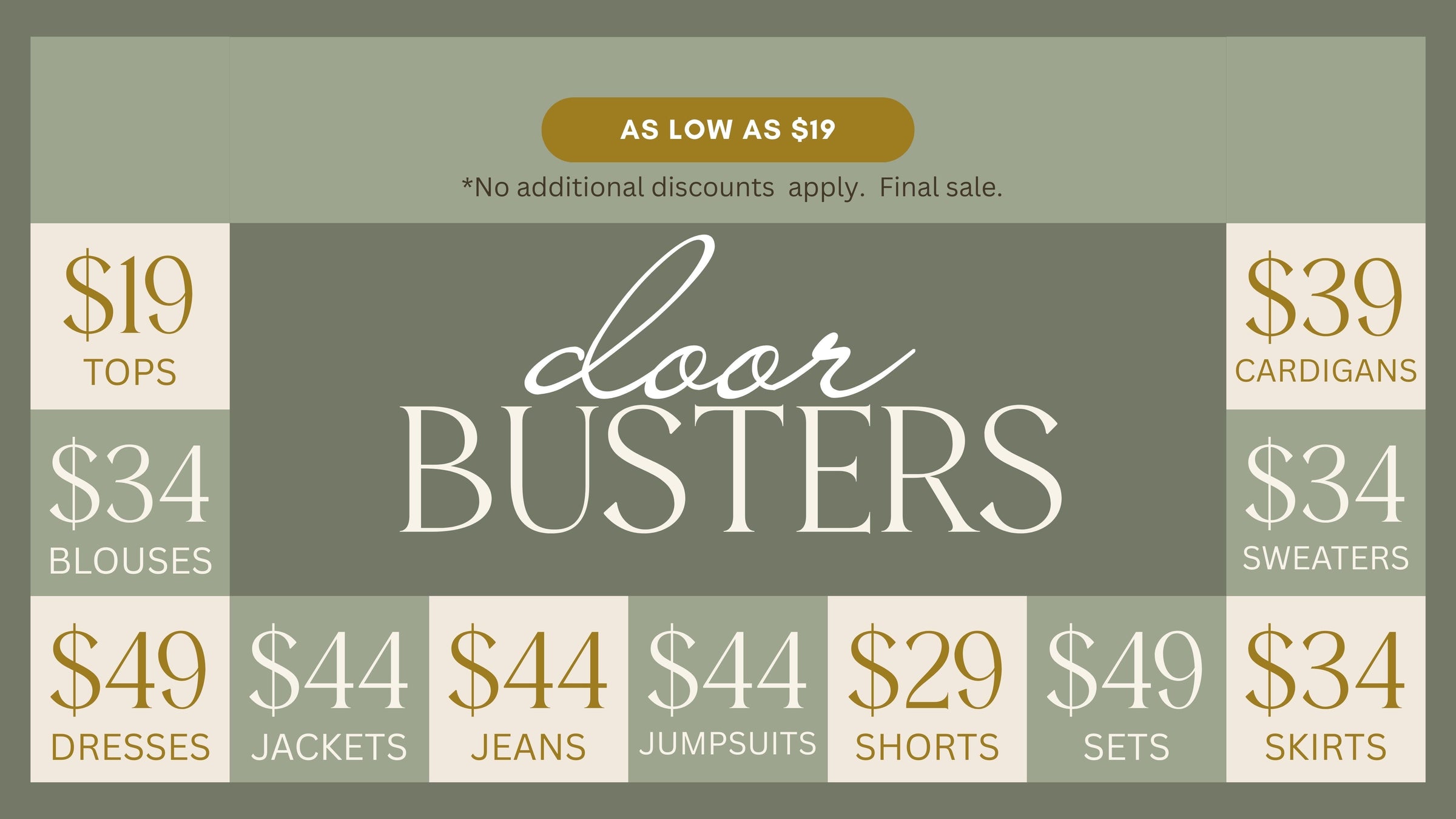 Door Buster Sweaters $34