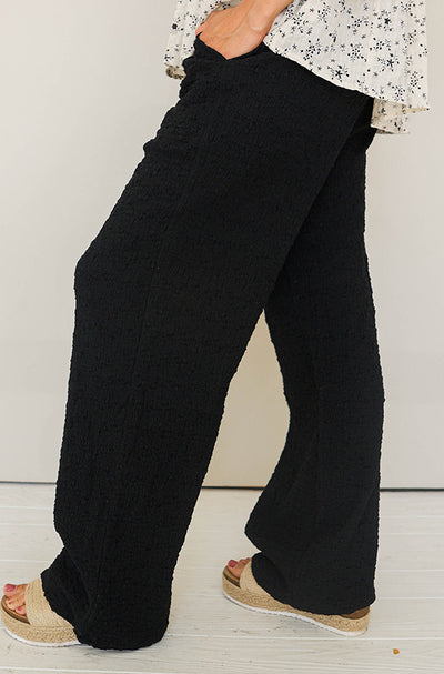 In Motion Black Textured Knit Pant - FINAL SALE