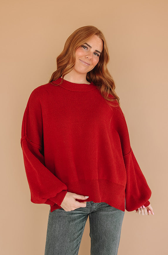 Cozy Oversized Red Sweater FINAL SALE FINAL FEW – DM Fashion