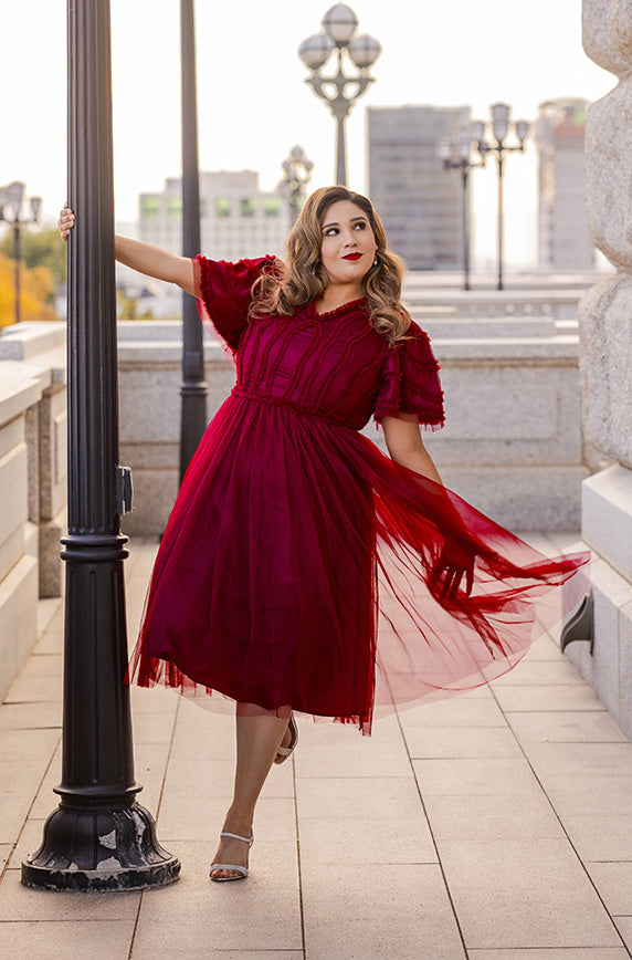 Celeste Burgundy Tulle Dress DM Exclusive Restocked