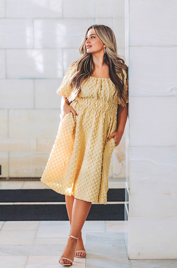 Brynn Corn Silk Texture Dress - DM exclusive - Maternity Friendly - Final Sale 2XL Brynn Corn Silk Texture Dress - DM exclusive - Maternity Friendly - Final Sale 2XL