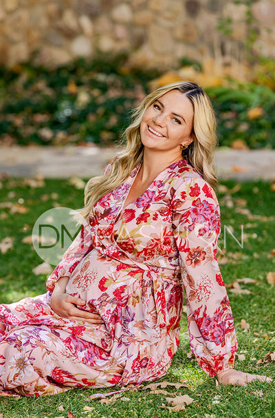Melanee Red Floral Wrap Dress- DM Exclusive - Nursing Friendly - Maternity Friendly