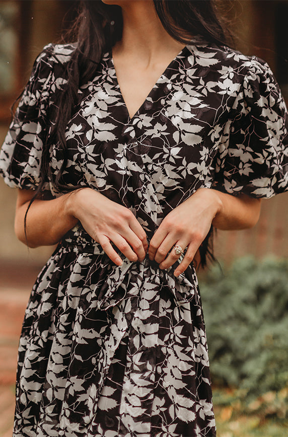 Tara Black Satin Floral Dress DM Exclusive Nursing Friendly - Maternity Friendly - FINAL SALE 4XL Tara Black Satin Floral Dress DM Exclusive Nursing Friendly - Maternity Friendly - FINAL SALE 4XL