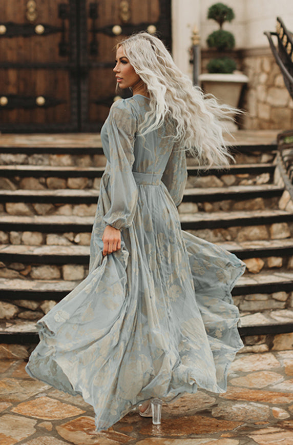 Adoria Blue Mist Floral Velvet Maxi - DM Exclusive - Maternity Friendly Adoria Blue Mist Floral Velvet Maxi - DM Exclusive - Maternity Friendly