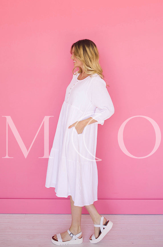 Sandra White Dress - MCO - Maternity Friendly - FINAL SALE
