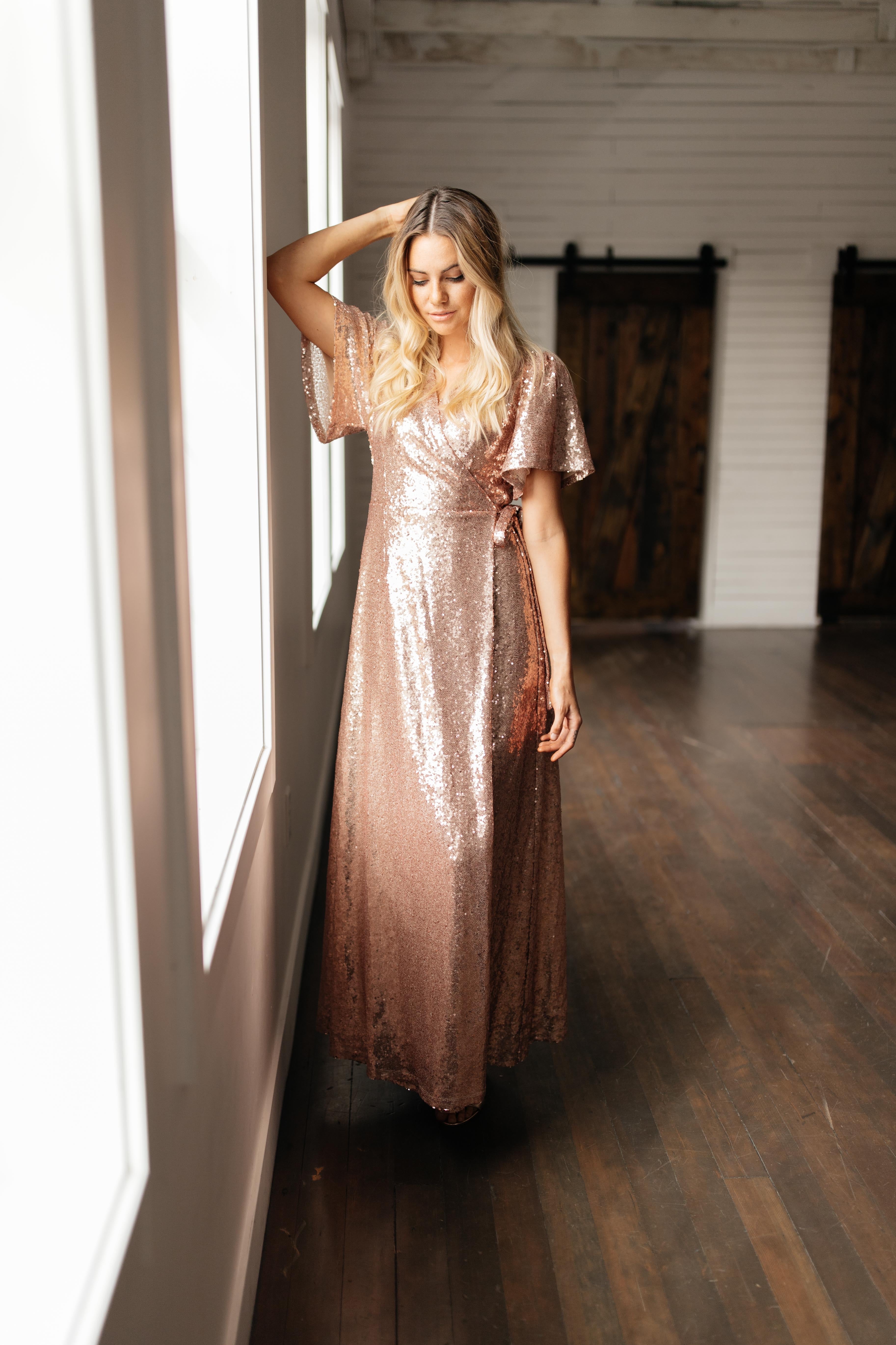 Glitter dress rose gold fashion