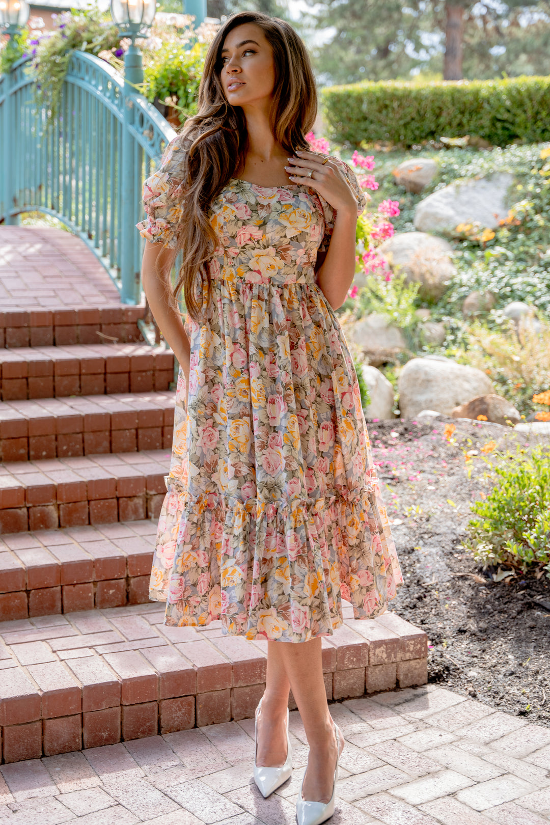 green emerald velvet dress Magnolia Navy Floral Dress - DM Exclusive - Nursing Friendly main image 1