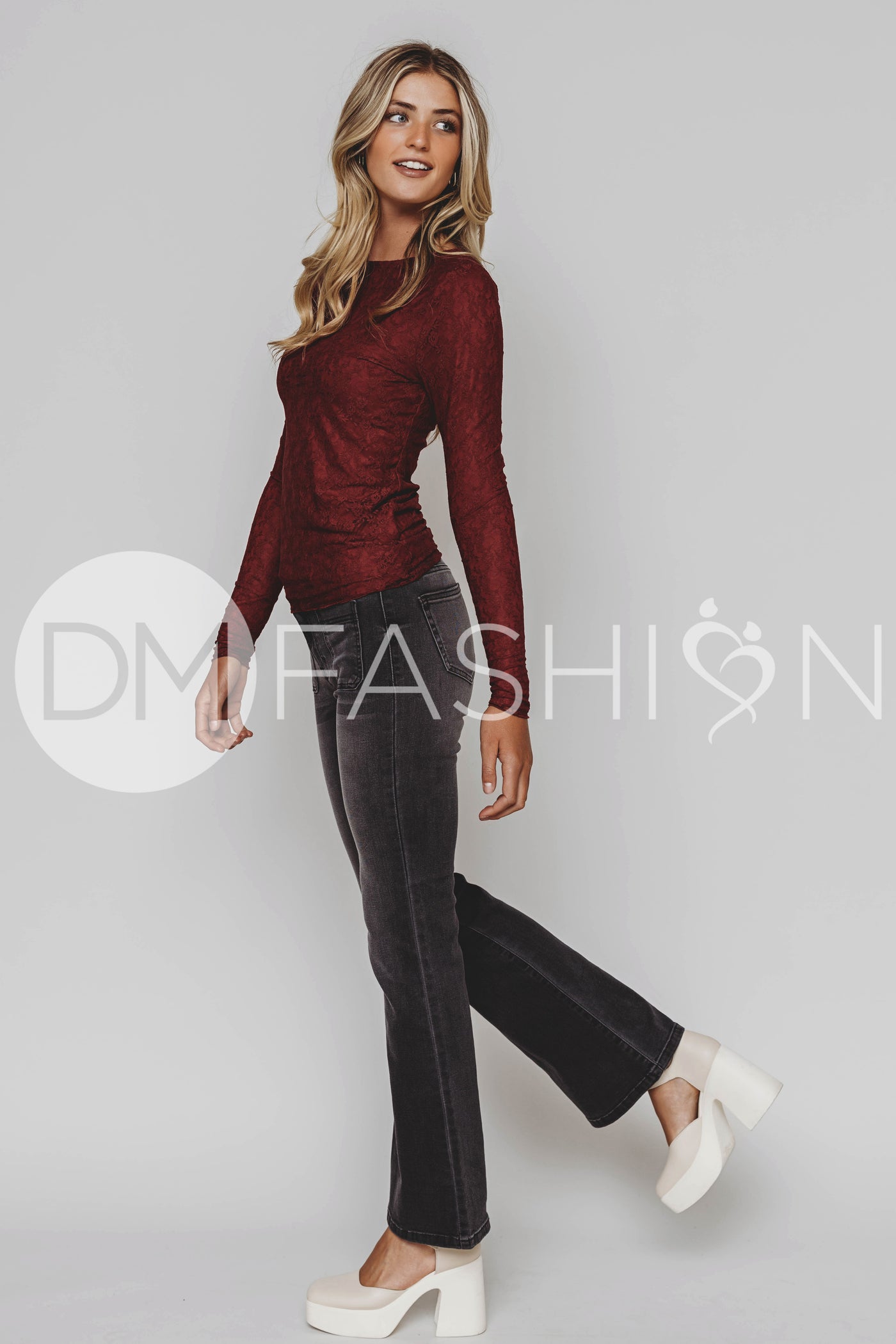 Dream Of Me Burgundy Lace Top - DM Exclusive