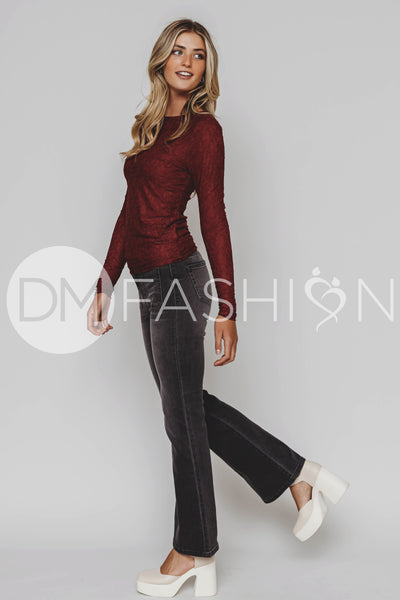Dream Of Me Burgundy Lace Top - DM Exclusive