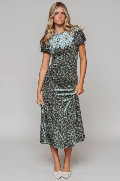 Jenna Green Floral Velvet Dress - MCO