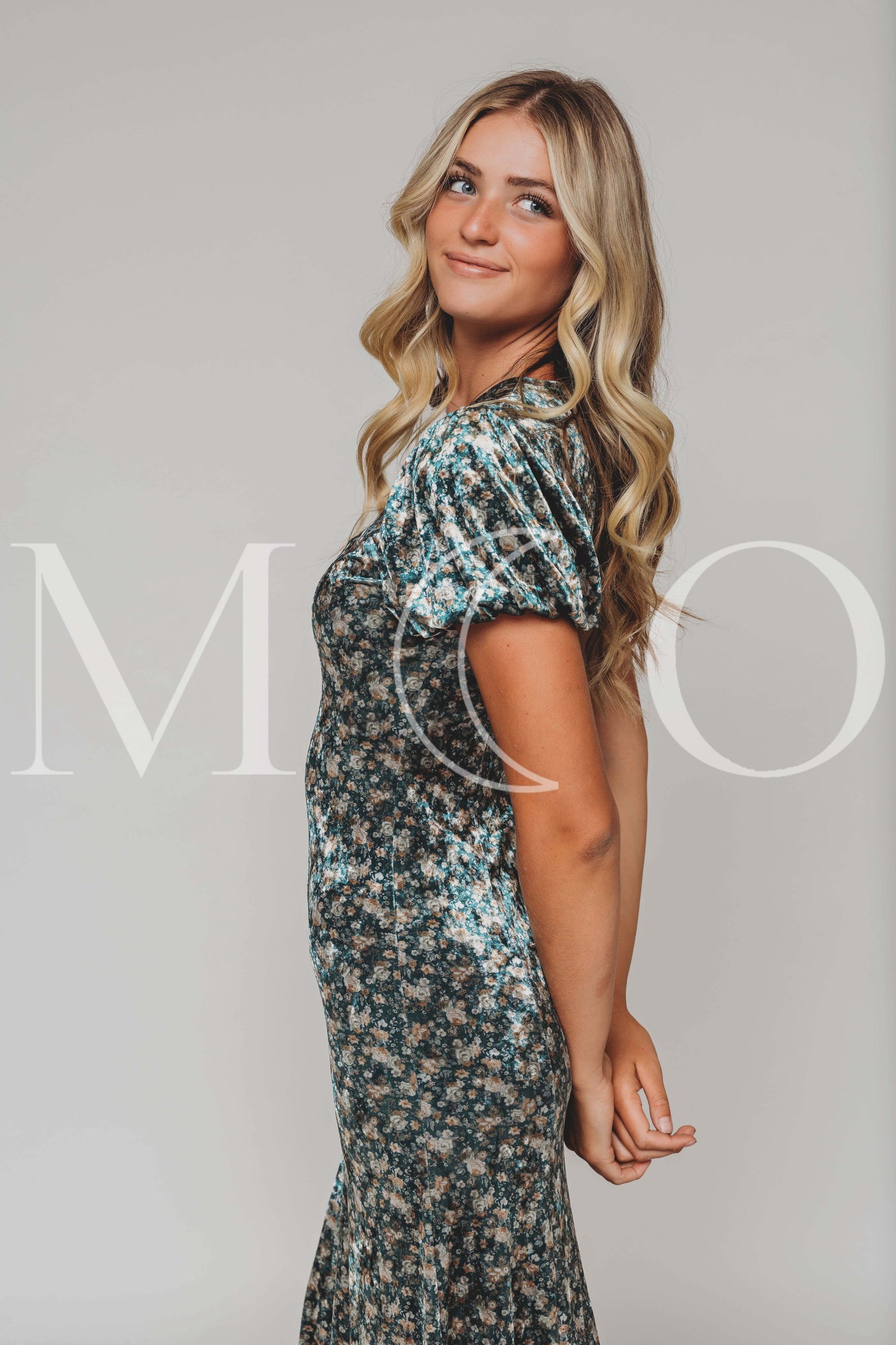 Jenna Green Floral Velvet Dress - MCO