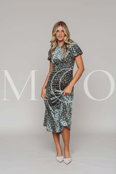 Jenna Green Floral Velvet Dress - MCO