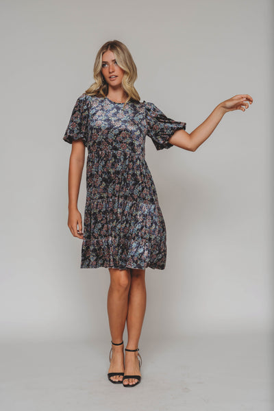 Isabel Navy Bloom Velvet Dress - MCO - Pre Order 09-22-25