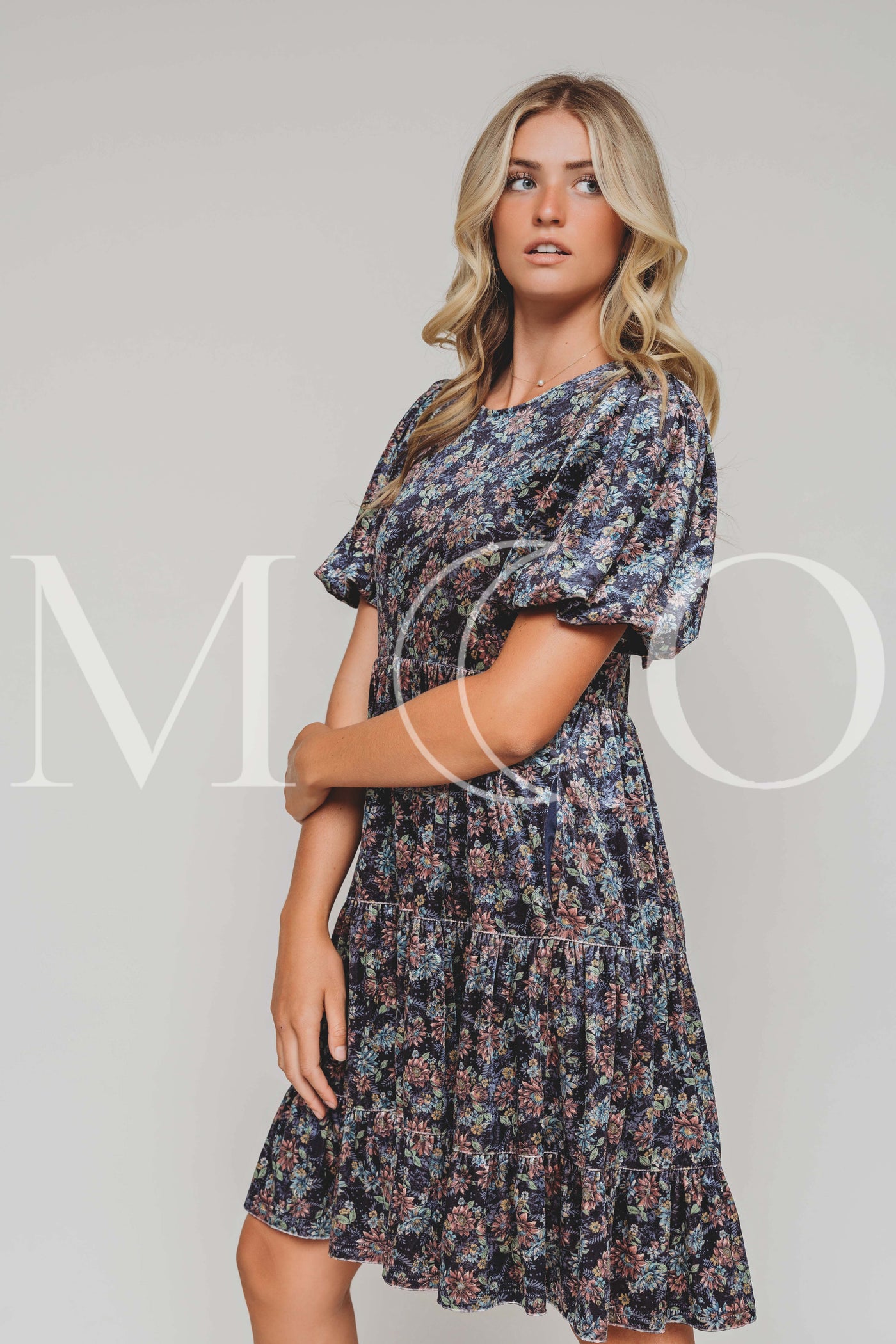 Isabel Navy Bloom Velvet Dress - MCO - Pre Order 09-22-25