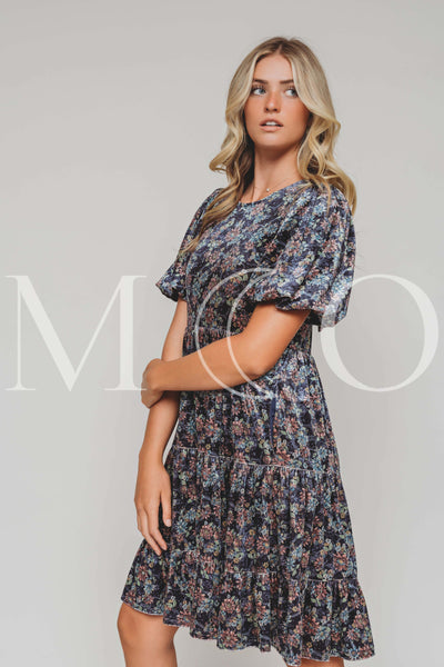 Isabel Navy Bloom Velvet Dress - MCO - Pre Order 09-22-25