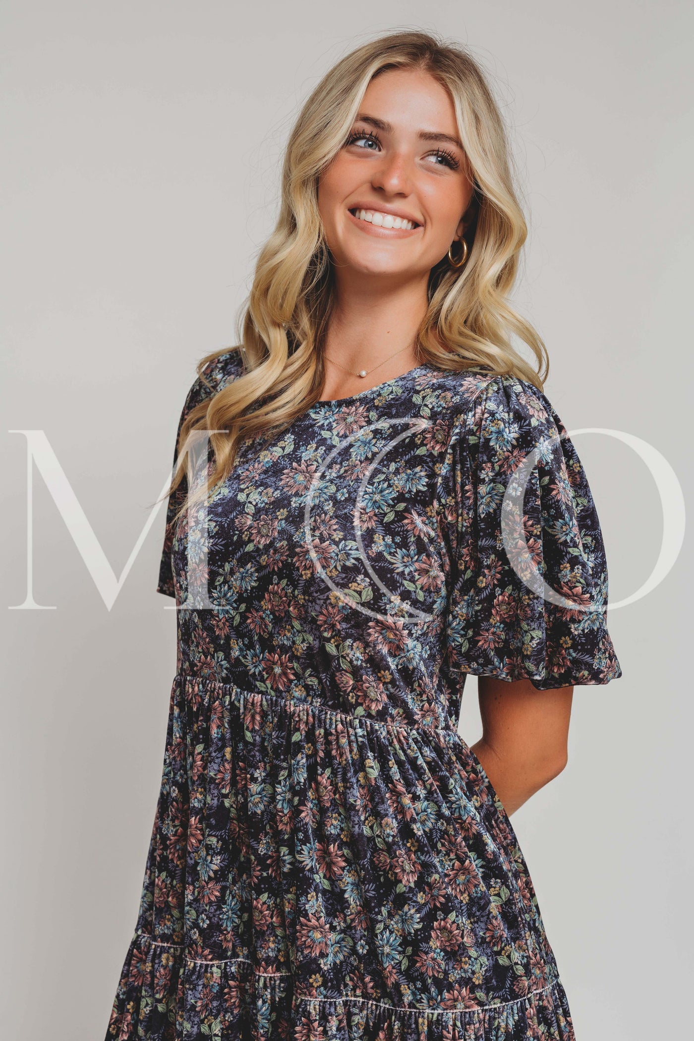 Isabel Navy Bloom Velvet Dress - MCO - Pre Order 09-22-25