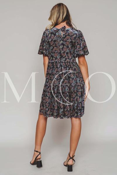 Isabel Navy Bloom Velvet Dress - MCO - Pre Order 09-22-25