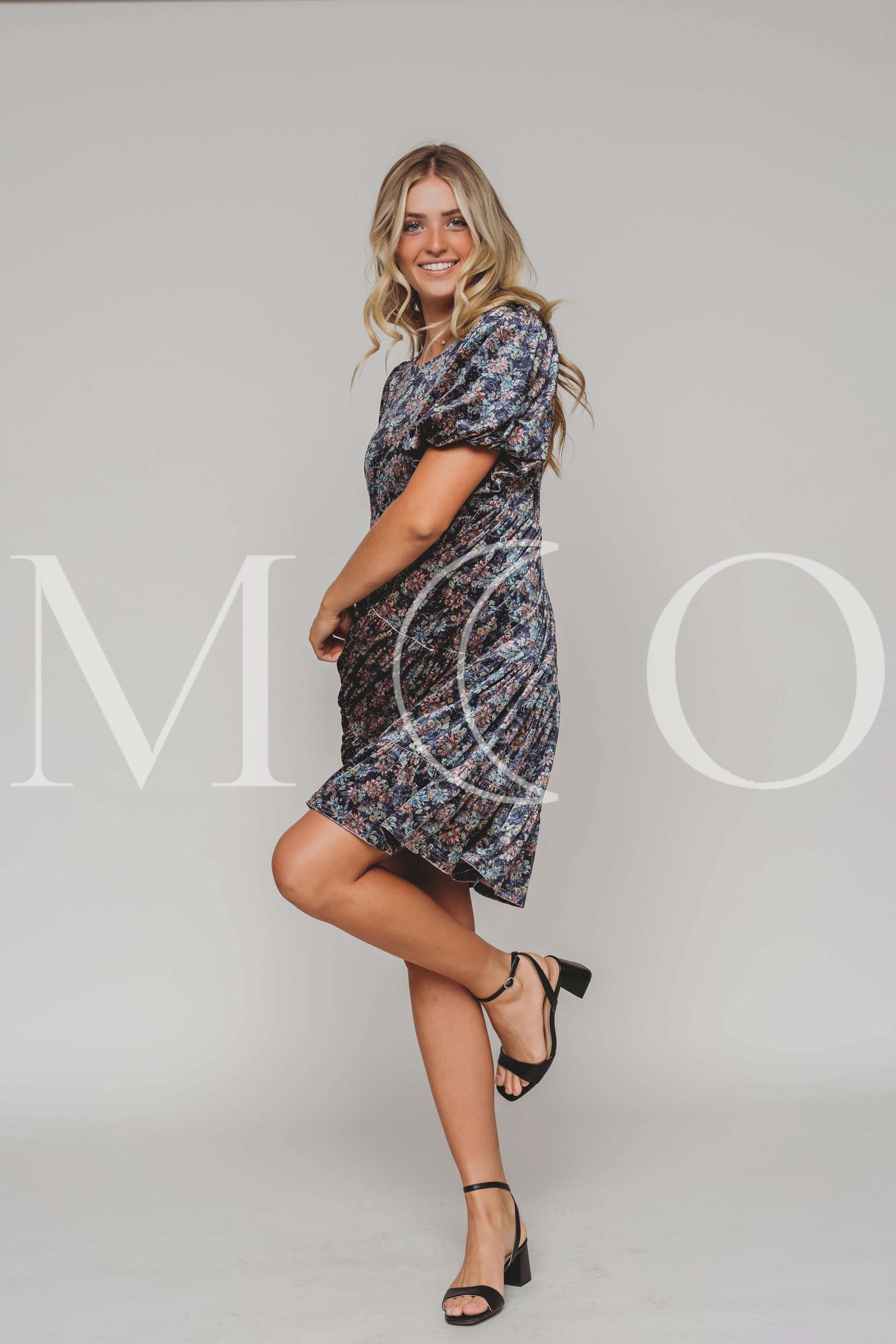 Isabel Navy Bloom Velvet Dress - MCO - Pre Order 09-22-25