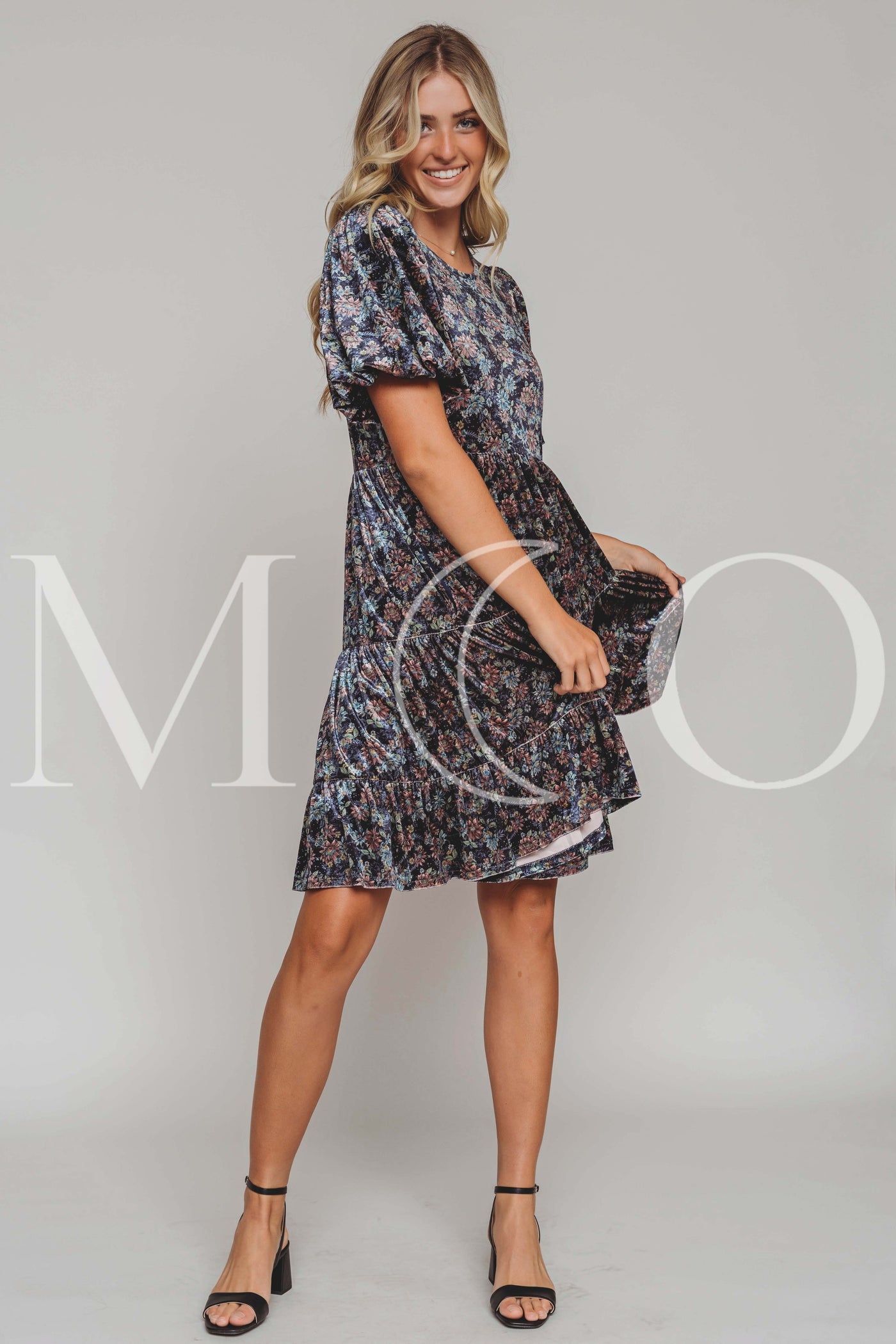 Isabel Navy Bloom Velvet Dress - MCO - Pre Order 09-22-25