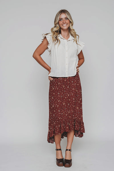 Bliss Me Maroon Floral Skirt