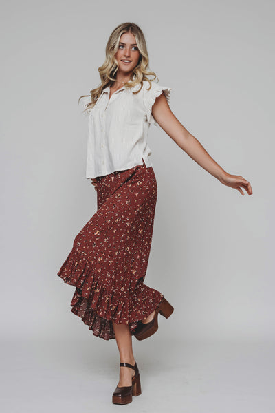Bliss Me Maroon Floral Skirt