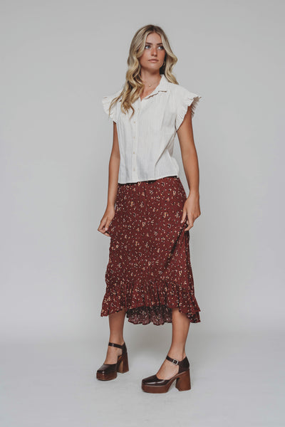Bliss Me Maroon Floral Skirt