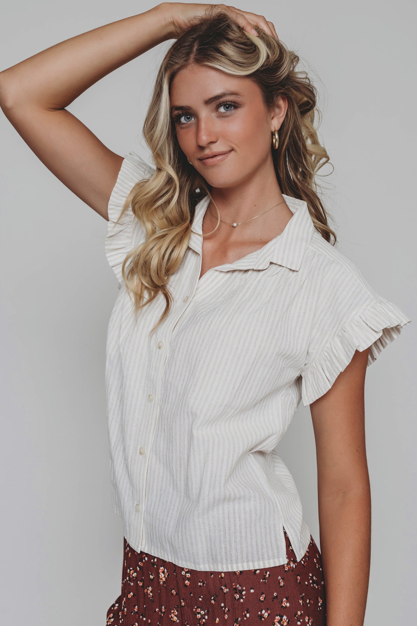 Sunny Day Taupe Stripe Top