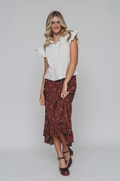 Bliss Me Maroon Floral Skirt