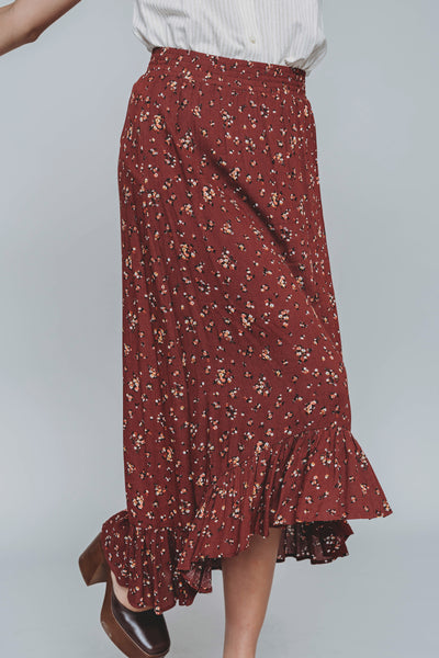 Bliss Me Maroon Floral Skirt