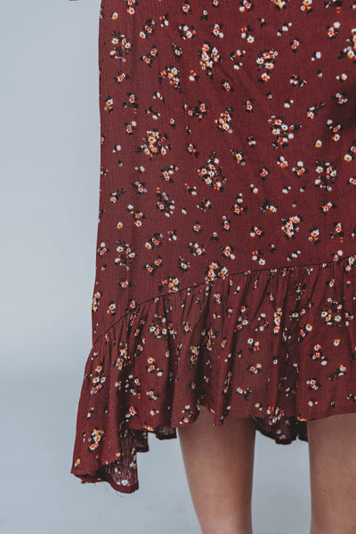 Bliss Me Maroon Floral Skirt