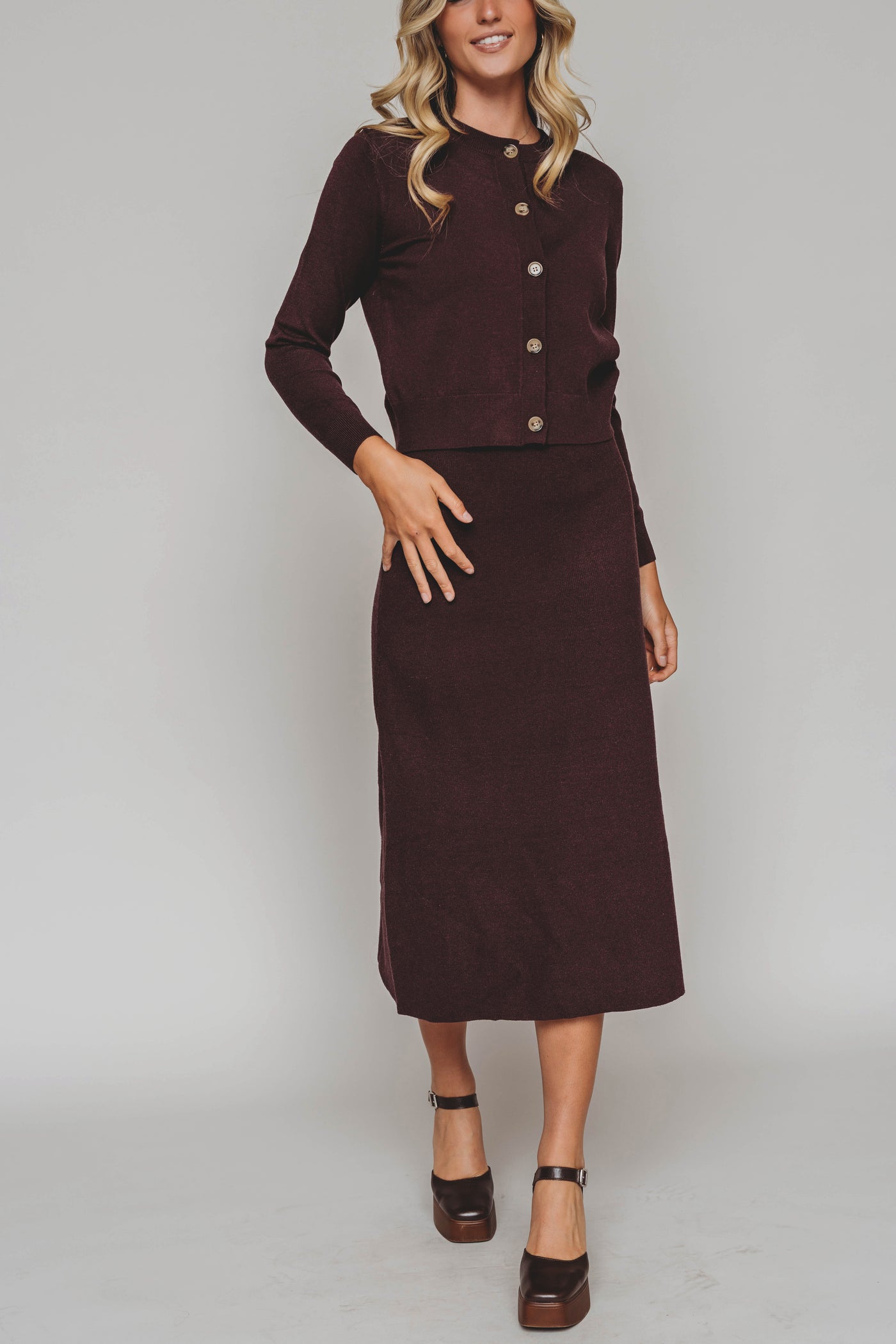 Kiera Burgundy Knit Set