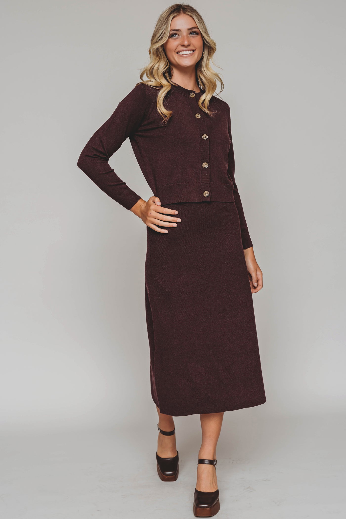 Kiera Burgundy Knit Set