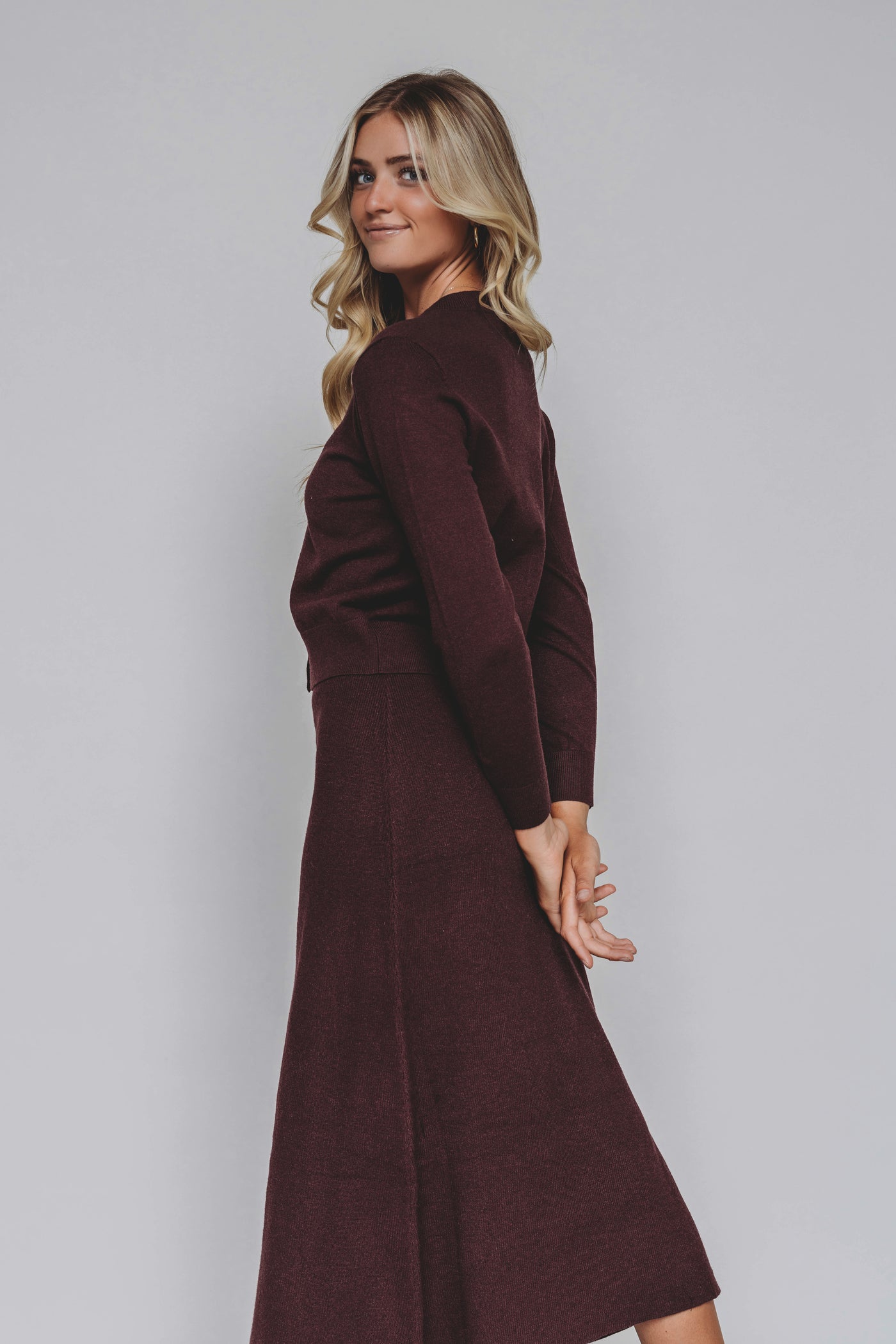 Kiera Burgundy Knit Set