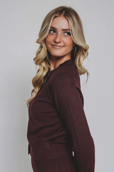 Kiera Burgundy Knit Set