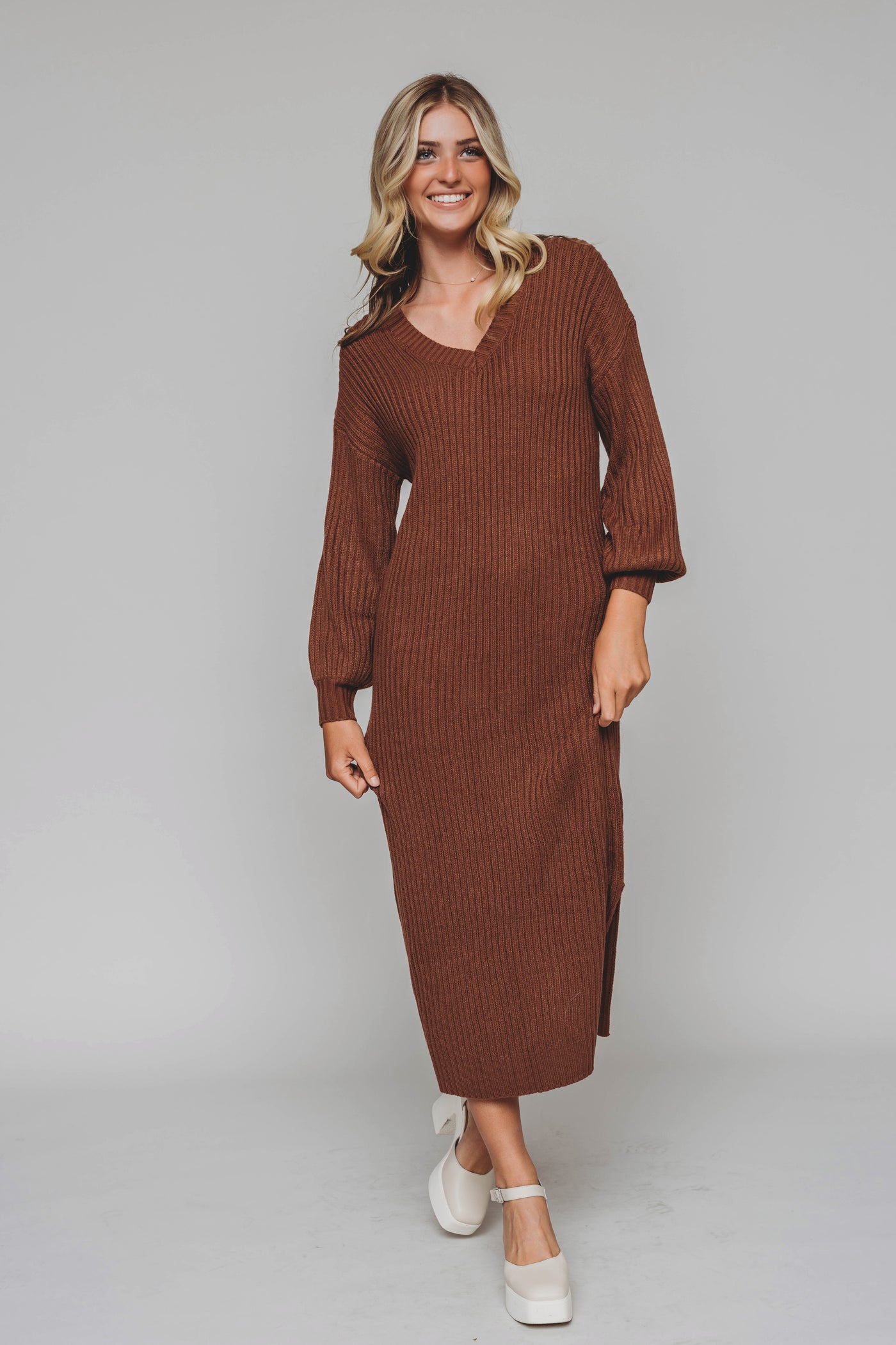 Alba Camel Sweater Dress