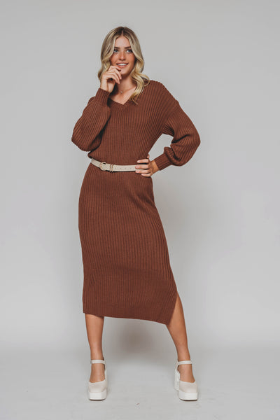 Alba Camel Sweater Dress