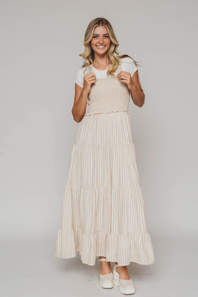 Waverly Latte Striped Midi Dress