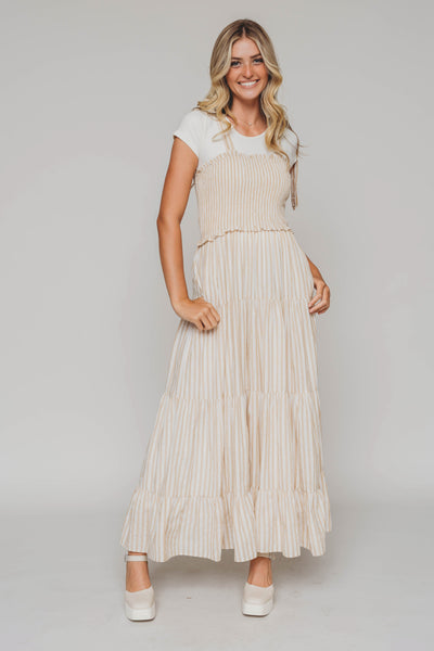 Waverly Latte Striped Midi Dress