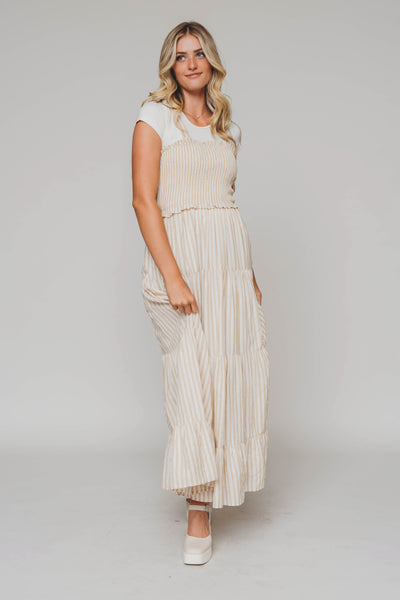 Waverly Latte Striped Midi Dress