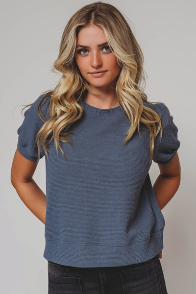 Mindy Denim Textured Knit Top