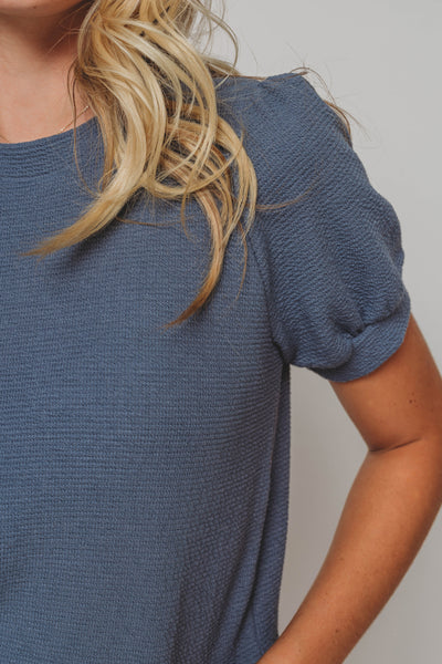 Mindy Denim Textured Knit Top