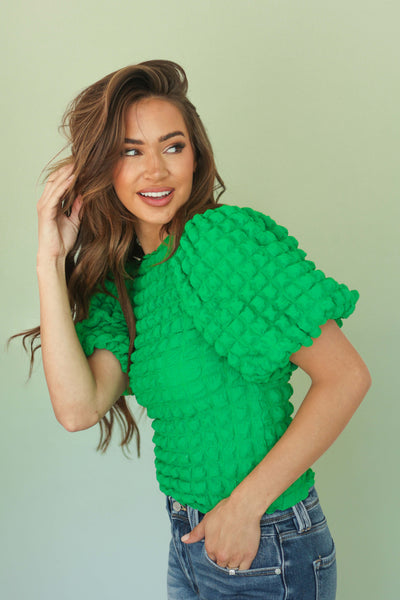 Sunday Brunch Kelly Green Blouse - DM Exclusive -FINAL SALE