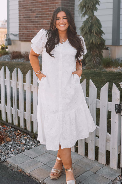 Hazel White Eyeylet Dress - MCO - Nursing Friendly - Maternity Friendly