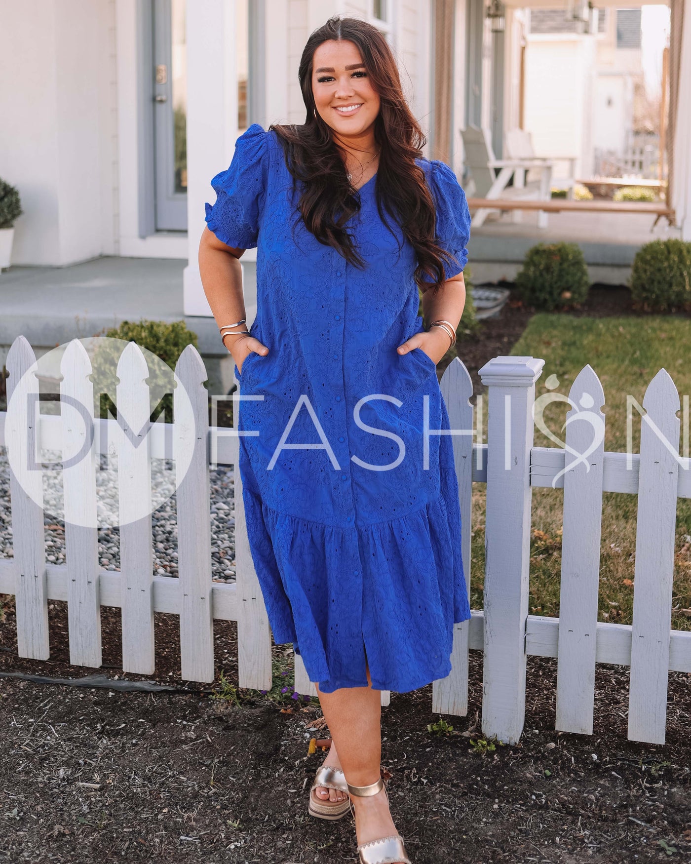 Hazel Royal Blue Eyelet Dress - MCO - Maternity Friendly - Nursing Friendly