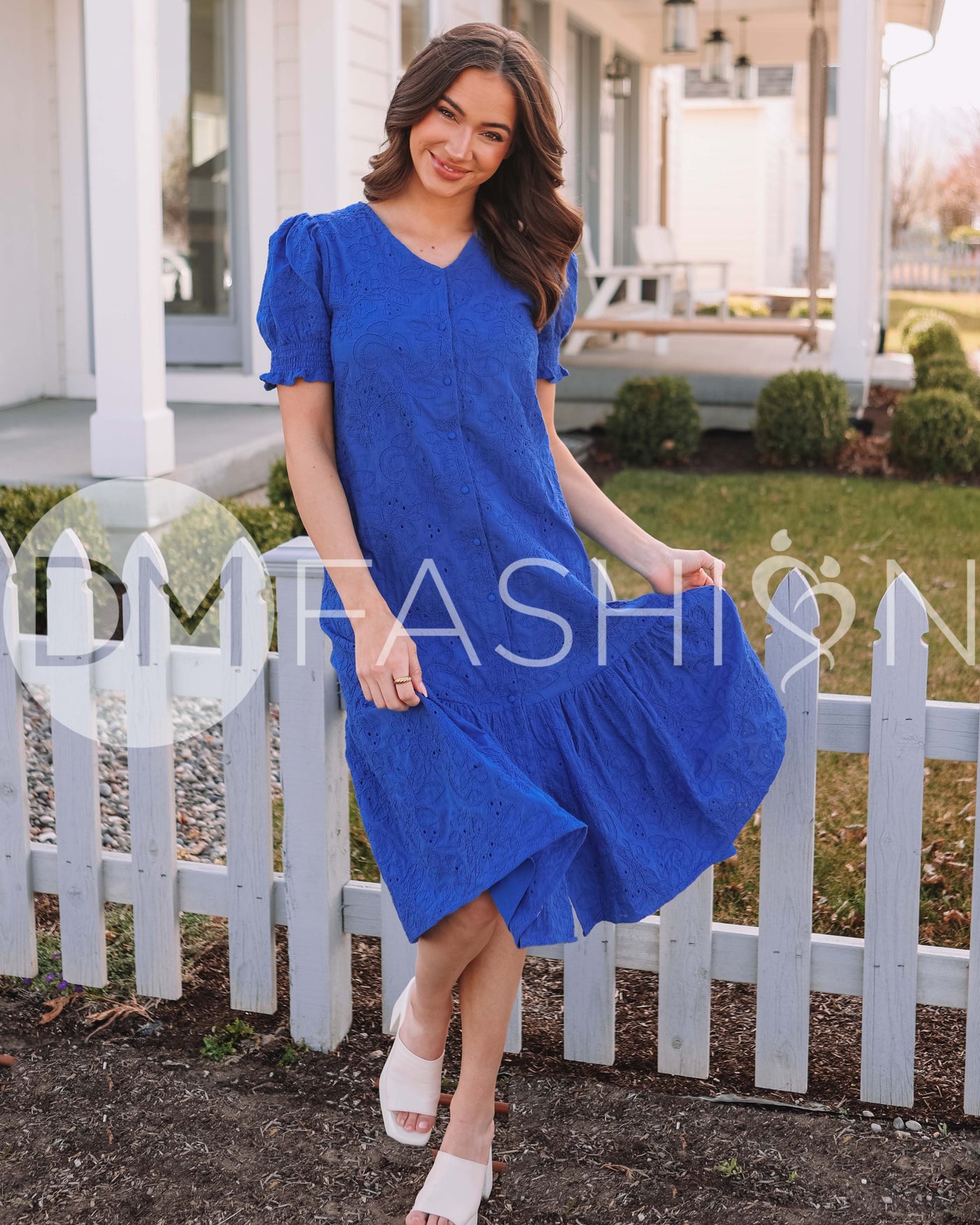 Hazel Royal Blue Eyelet Dress - MCO - Maternity Friendly - Nursing Friendly