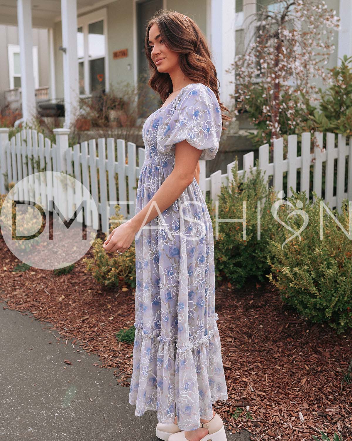 Annalise Cobalt Embroidered Floral Dress - DM Exclusive - Maternity Friendly