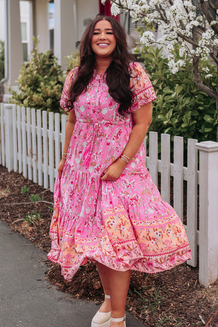 Maisie Pink Floral Dress - Nursing Friendly - Maternity Friendly DM Fashion Maisie Pink Floral Dress - Nursing Friendly - Maternity Friendly DM Fashion