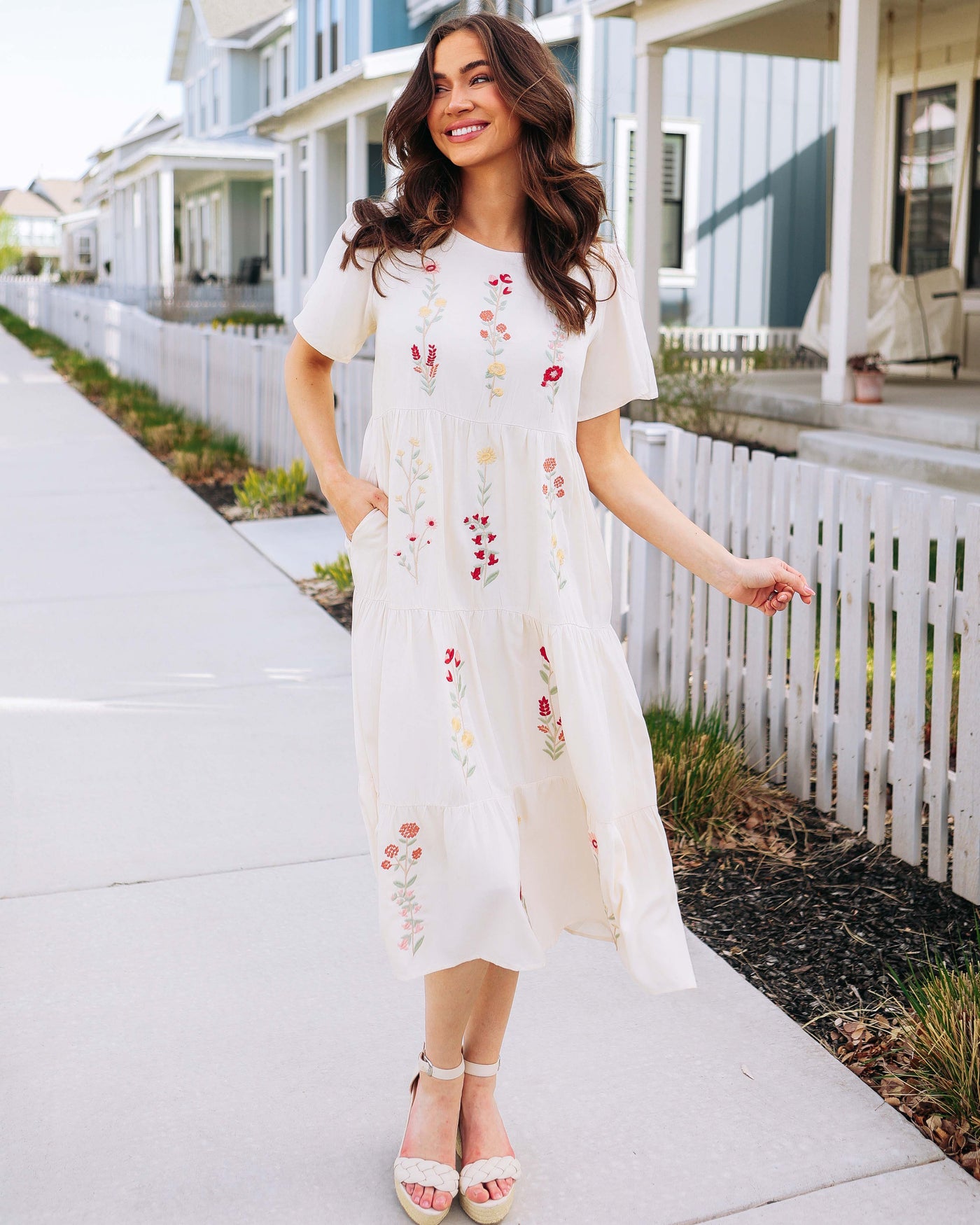Eva Cream Embroidered Dress - Maternity Friendly Eva Cream Embroidered Dress - Maternity Friendly