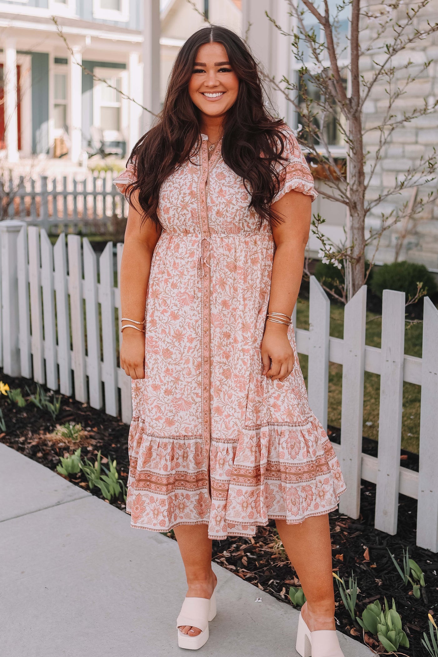 Tilly Boho Peach Floral Dress