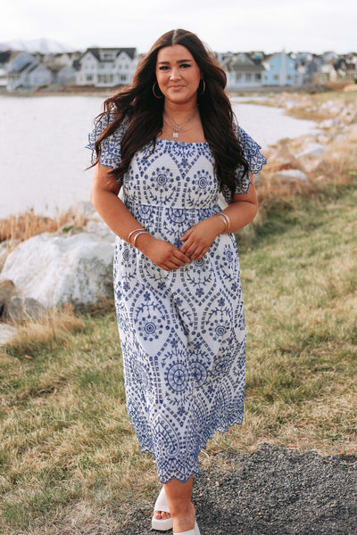Tatum Royal Blue Embroidered Dress